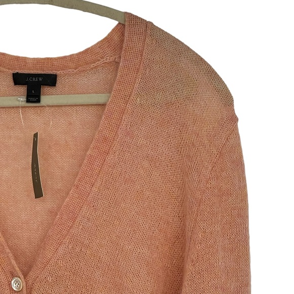 NWT J Crew Size Large Dusty Peach Kid Mohair/Polyamide V-Neck Boyfriend Cardigan - Picture 3 of 13